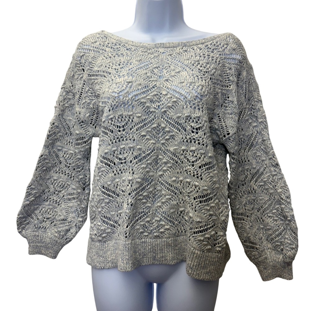 Sundance Shadow Bay Open Knit Balloon Sleeve Sweater Size XS